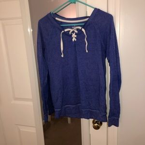 Purple Lace Up Crewneck Sweatshirt